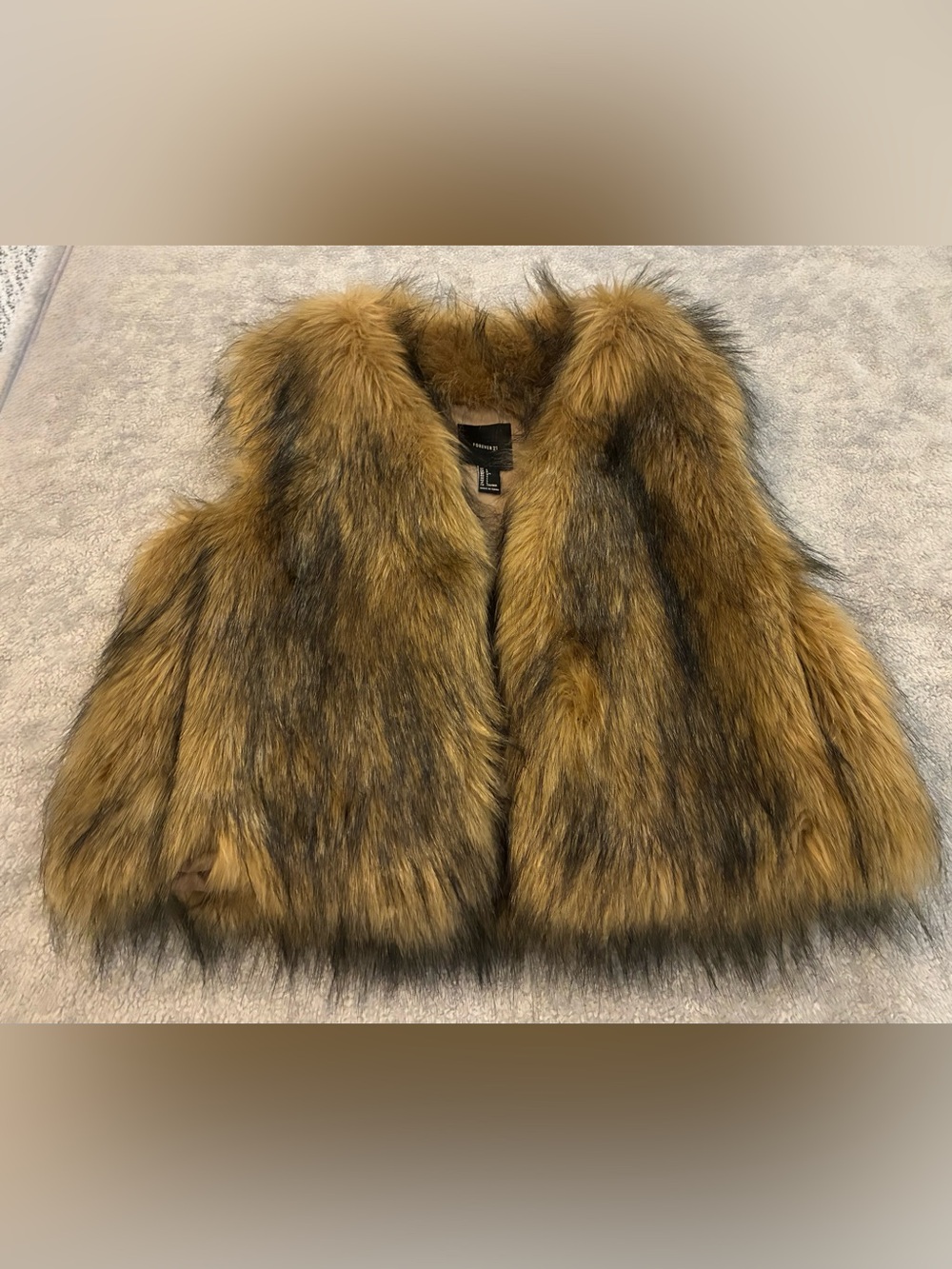 Women’s Forever 21 Faux Fur Vest in Brown - Stylish Layering Size Large